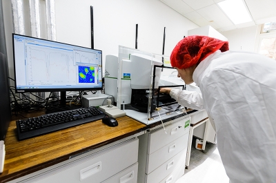 Dr Katsiaryna Pabortsava in the Microplastic laboratory at the National Oceanography Centre